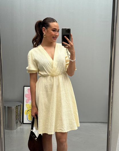 DILA MOUSSELINE DRESS BUTTER YELLOW
