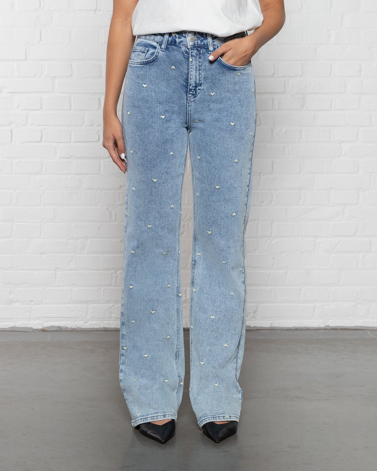 HEART BOOTCUT JEANS BUTTER YELLOW